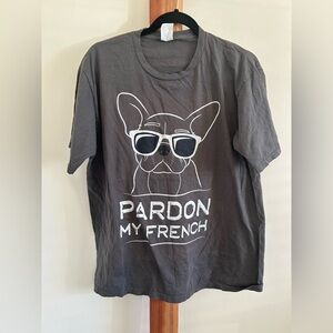 Port and Company Gray Dog T-Shirt with French Bulldog Design